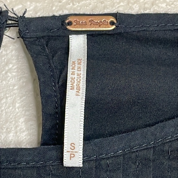 Free People Women’s Black Embroidered Boho Mini Dress – Size Sm Festive Goth - Picture 6 of 10